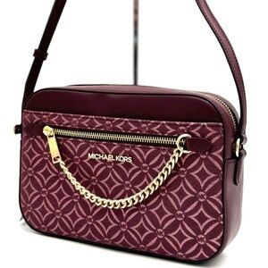 Michael Kors Large Jet Set Item EW Chain Xbody Crossbody Bag Ox Blood Multi